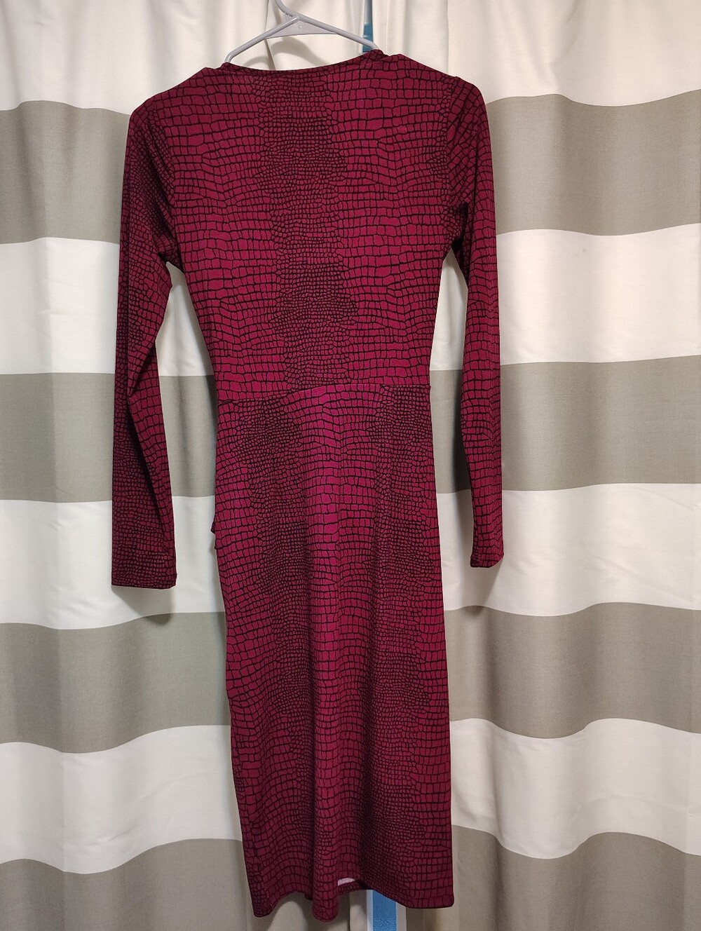 Anthropologie Cranberry Red Animal Print Faux Wrap Draped Midi Cocktail Dress - Picture 7 of 10